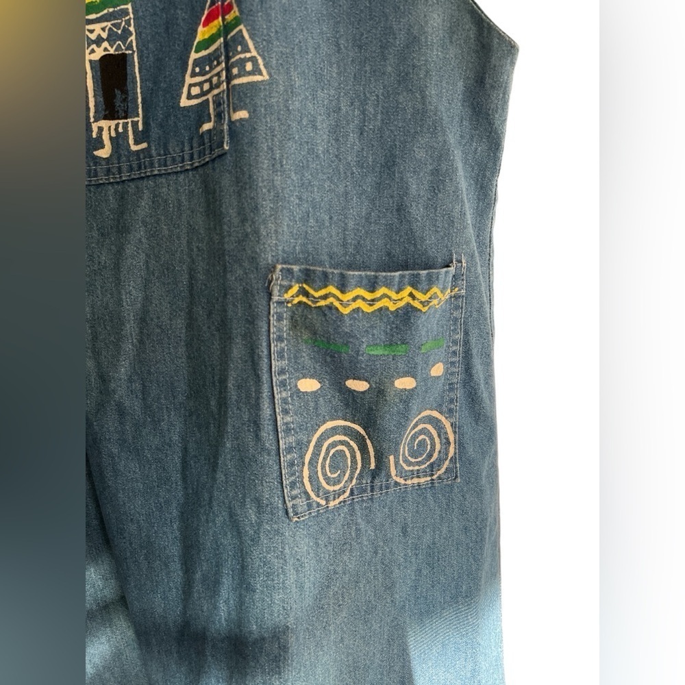 Vintage cover charge denim tribal dress - Picture 2 of 4